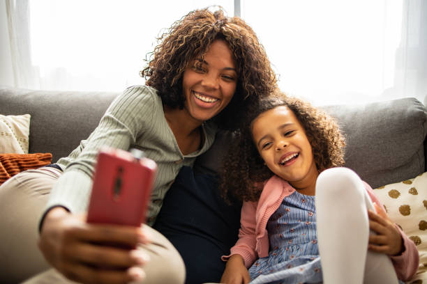 istock Mother and daughter at home taking selfie 1501495017