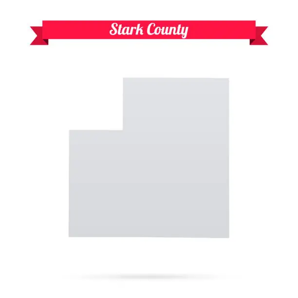 Vector illustration of Stark County, Illinois. Map on white background with red banner