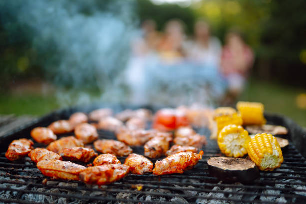istock Assorted delicious grilled meat with barbecue grilled vegetables. 1501497953