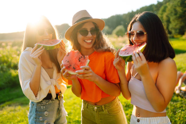 istock Three young woman is resting at picnic. 1501498097