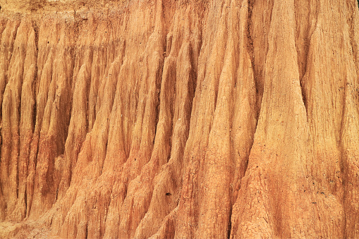 Texture of Lalu Soil Erosions, Amazing Thailand's Canyon in Ta Phraya National Park, Sa Kaeo Province, Eastern Thailand