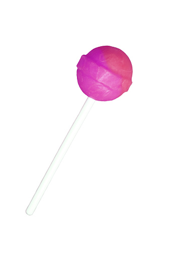 Pink and Purple Lollipop Candy Isolated on White Background