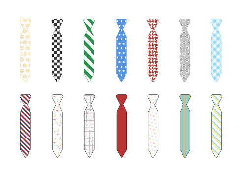 Necktie vector material set, icons, pattern design.