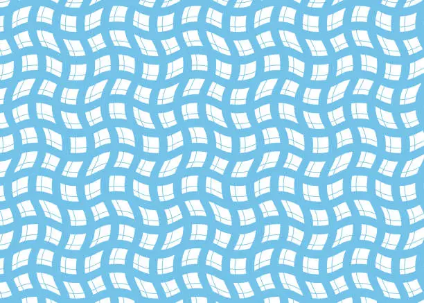 Vector illustration of Distorted wave-like checkered pattern material, background vector, grid pattern.