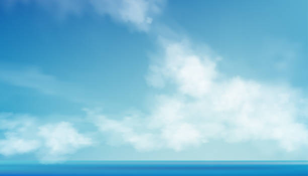 istock Morning Sky, Horizon Spring Sky Scape in blue by the Sea,Vector of nature cloud, sky in sunny day Summer, Horizon picturesque banner background for World environment day,Save the earth or Earth day 1501557553