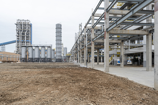 Chemical factory buildings under construction