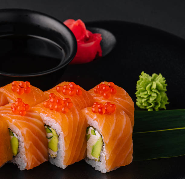 istock Philadelphia sushi rolls with caviar on plate 1501575809