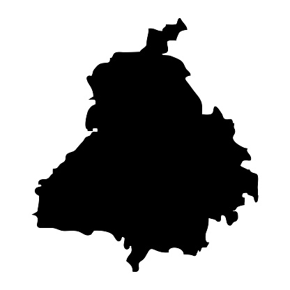 Punjab state map, administrative division of India. Vector illustration.