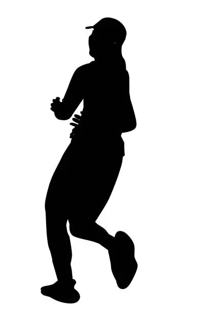 Vector illustration of woman warming up run runner, silhouette simple vector, isolated on white