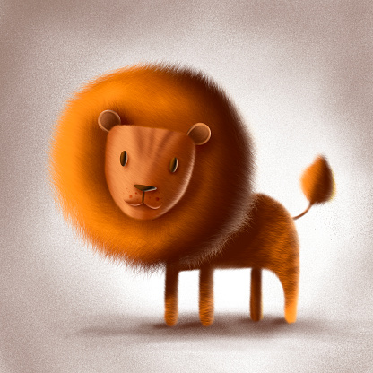 3d cute toy lion character illustration