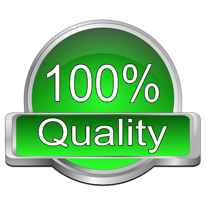 100 % quality button green – 3D illustration