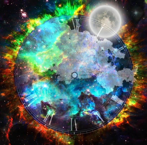 istock Moon in fantasy space with clock face 1501684911