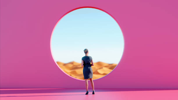 istock Woman Finds Peace Standing Before Pink Wall while Gazing into Desert 1501688911