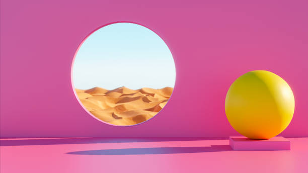 istock Hole in a pink wall and a yellow sphere is on the ground 1501688914