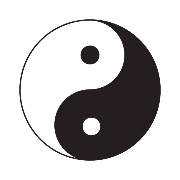 ilustrações de stock, clip art, desenhos animados e ícones de taoism religious symbol, vector illustration, black on white background - tao