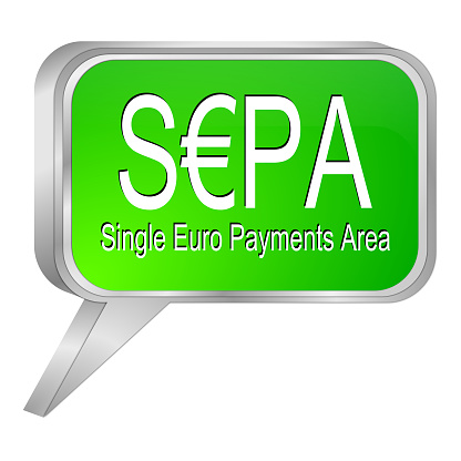 SEPA - Single Euro Payments Area button green - 3D illustration