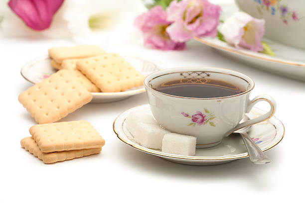 Coffee and biscuits stock photo