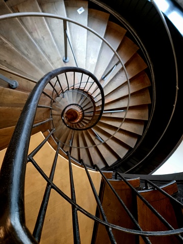 Awesome spiral staircase inside a lighthouse.