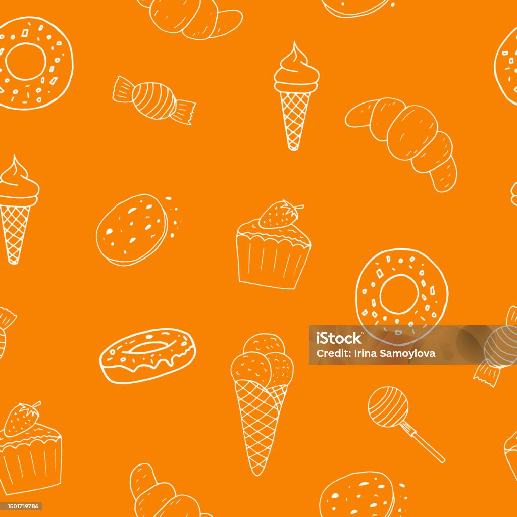 Pattern Background For Snack Sweets Seamless Pattern Hand Drawn In Doodle Style Food Background ...