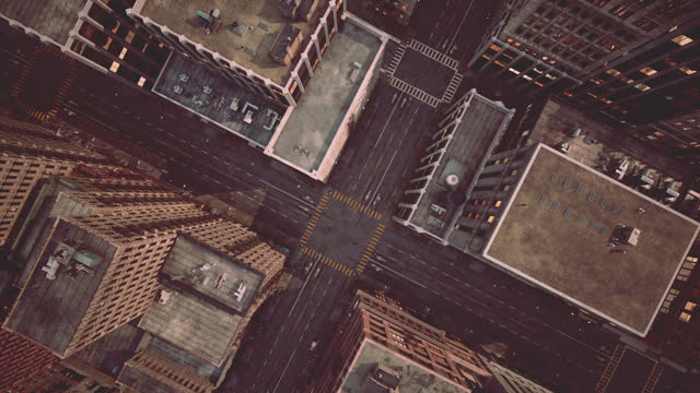 City Top View of Skyscrapers Building by drone