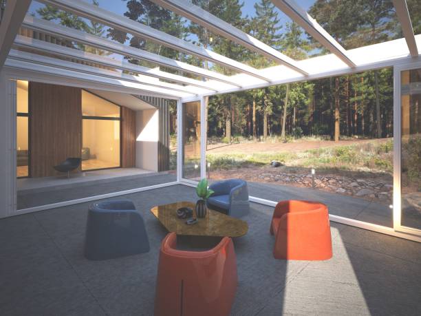 istock Modern Pergola Sunroom System, Outdoor Life. 3d rendering 1501734702