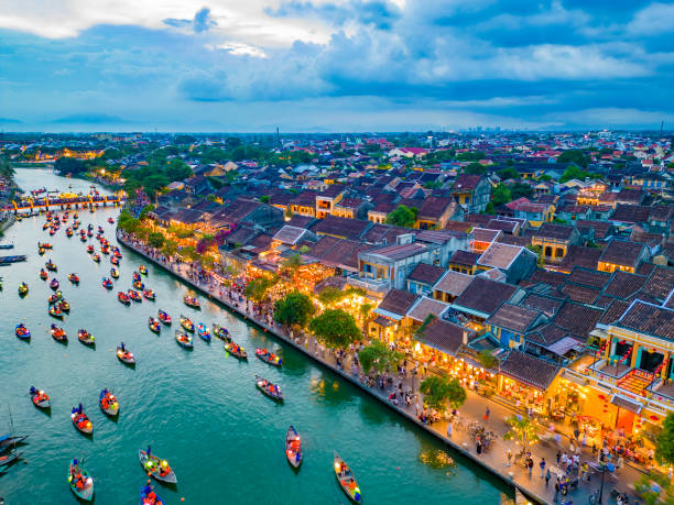 hoi an ancient town which is a very famous destination for tourists. - marble imagens e fotografias de stock