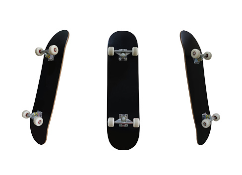 black skateboard isolated on a white background