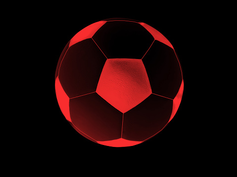 red soccer ball on black background football sport concept. 3d illustration  3d rendering