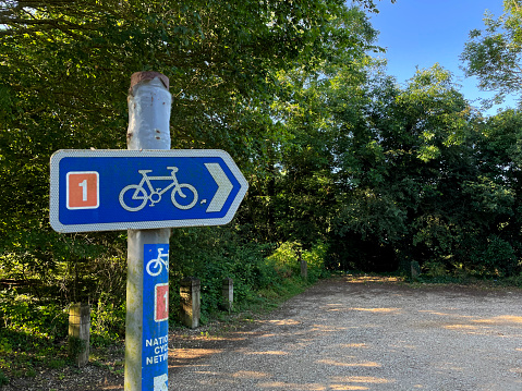 Cycle route sign on Marriott's Way in Norfolk