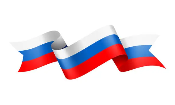 Vector illustration of Russia Flag Ribbon - Vector Stock Illustration