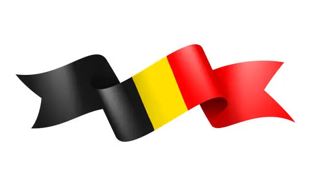 Vector illustration of Belgium Flag Ribbon - Vector Stock Illustration