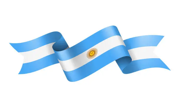 Vector illustration of Argentina Flag Ribbon - Vector Stock Illustration
