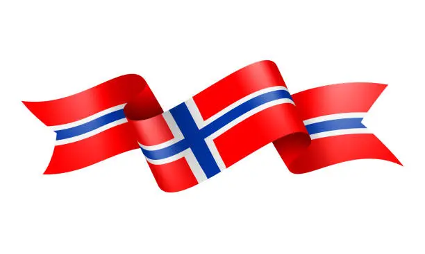 Vector illustration of Norway Flag Ribbon - Vector Stock Illustration