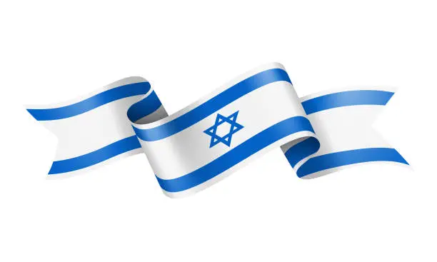 Vector illustration of Israel Flag Ribbon - Vector Stock Illustration