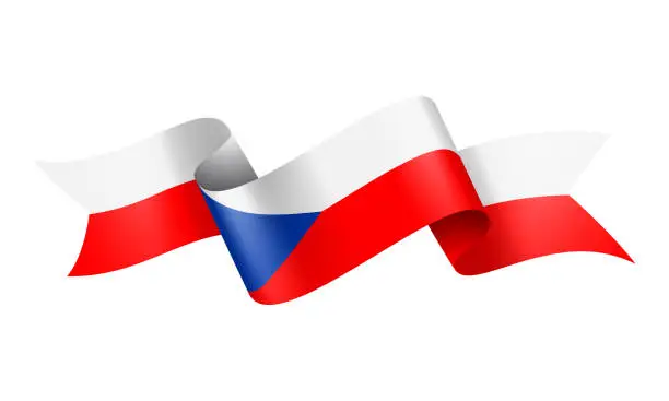 Vector illustration of Czech Republic Flag Ribbon - Vector Stock Illustration