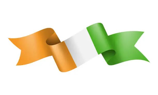 Vector illustration of Ivory Coast flag Ribbon - Vector Stock Illustration