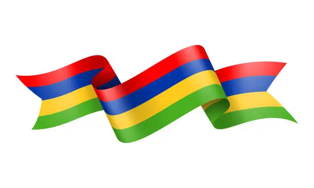 Vector illustration of Mauritius flag Ribbon - Vector Stock Illustration