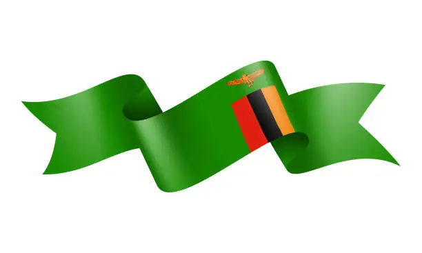 Vector illustration of Zambia flag Ribbon - Vector Stock Illustration