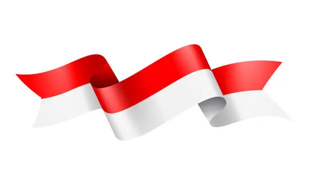 Vector illustration of Monaco flag Ribbon - Vector Stock Illustration