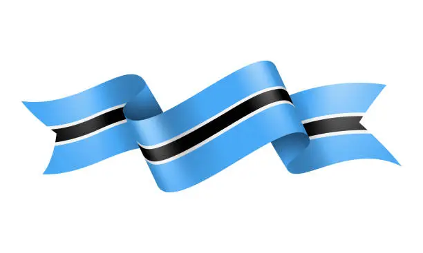 Vector illustration of Botswana flag Ribbon - Vector Stock Illustration