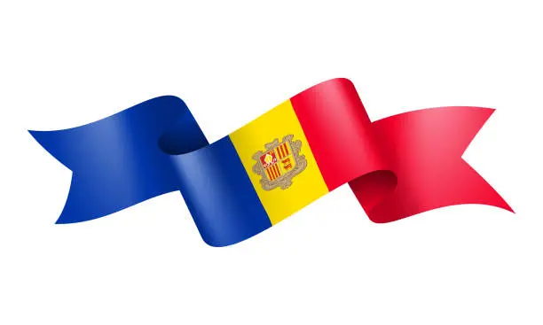 Vector illustration of Andorra flag Ribbon - Vector Stock Illustration