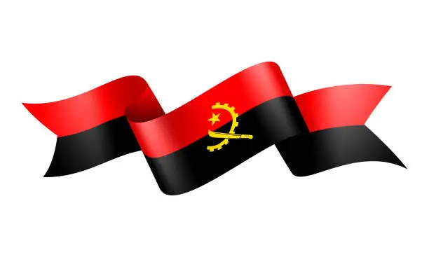 Vector illustration of Angola flag Ribbon - Vector Stock Illustration