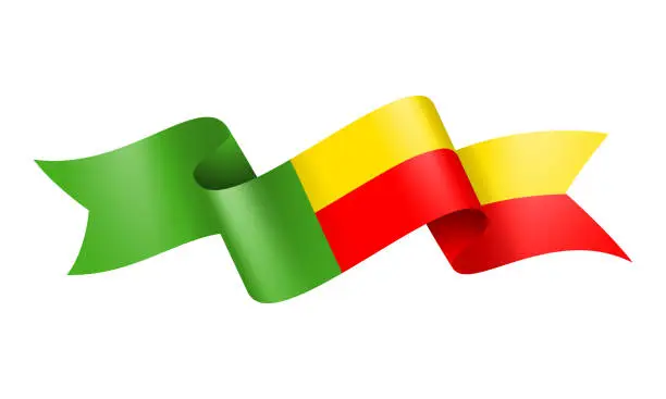 Vector illustration of Benin flag Ribbon - Vector Stock Illustration