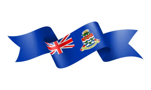 Vector illustration of Cayman Islands flag Ribbon - Vector Stock Illustration