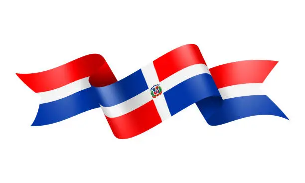 Vector illustration of Dominican Republic flag Ribbon - Vector Stock Illustration