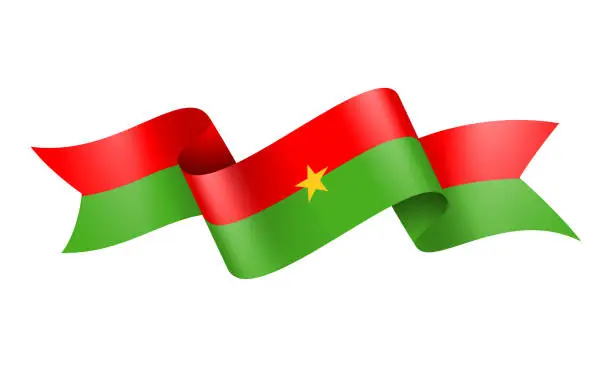 Vector illustration of Burkina Faso flag Ribbon - Vector Stock Illustration