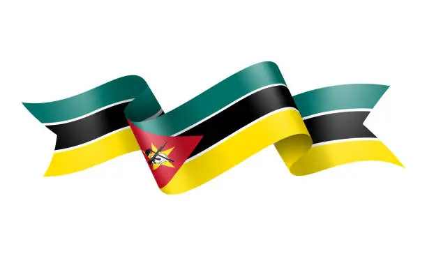 Vector illustration of Mozambique flag Ribbon - Vector Stock Illustration