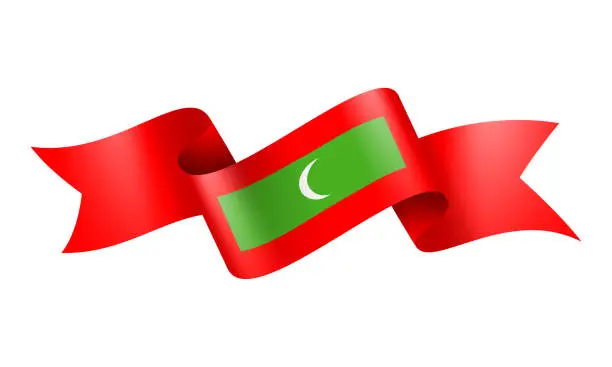 Vector illustration of Maldives flag Ribbon - Vector Stock Illustration