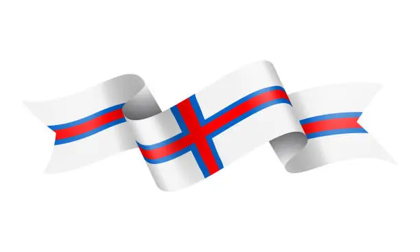 Vector illustration of Faroe Islands flag Ribbon - Vector Stock Illustration