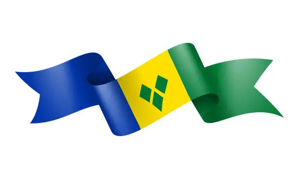 Vector illustration of Saint Vincent and the Grenadines flag Ribbon - Vector Stock Illustration
